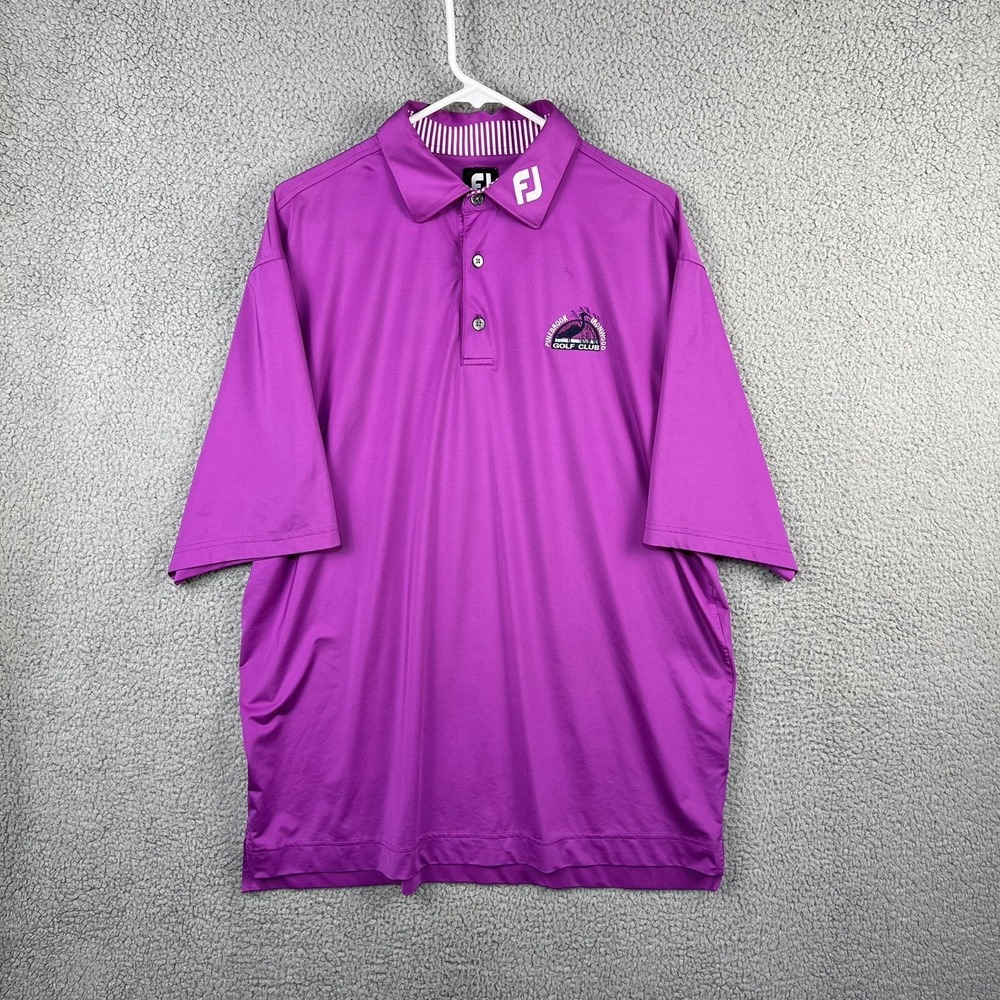 FootJoy FJ Golf Men's Polo Shirt‎ Collar Logo PINK Magenta Ironwood Golf Club